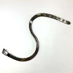 Silver metallic belt Medium reticulated fish scale bright silver belt